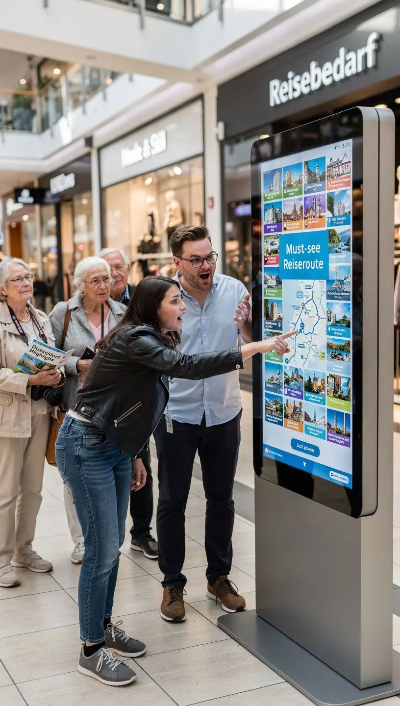 Übersichtliche Darstellung eines automatischen Reiseplaners, der Sehenswürdigkeiten und Transportoptionen in Deutschland integriert.